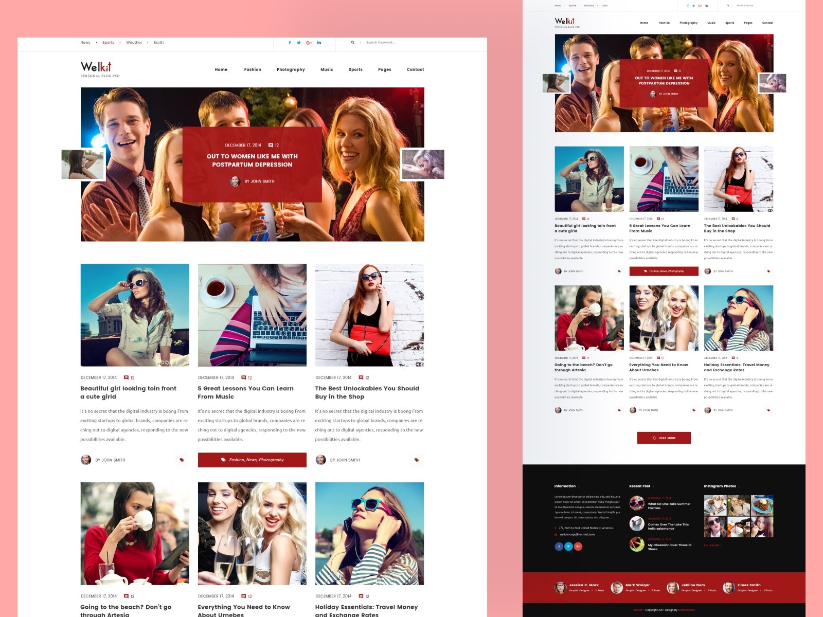 Welkit - Personal Blogging PSD Template